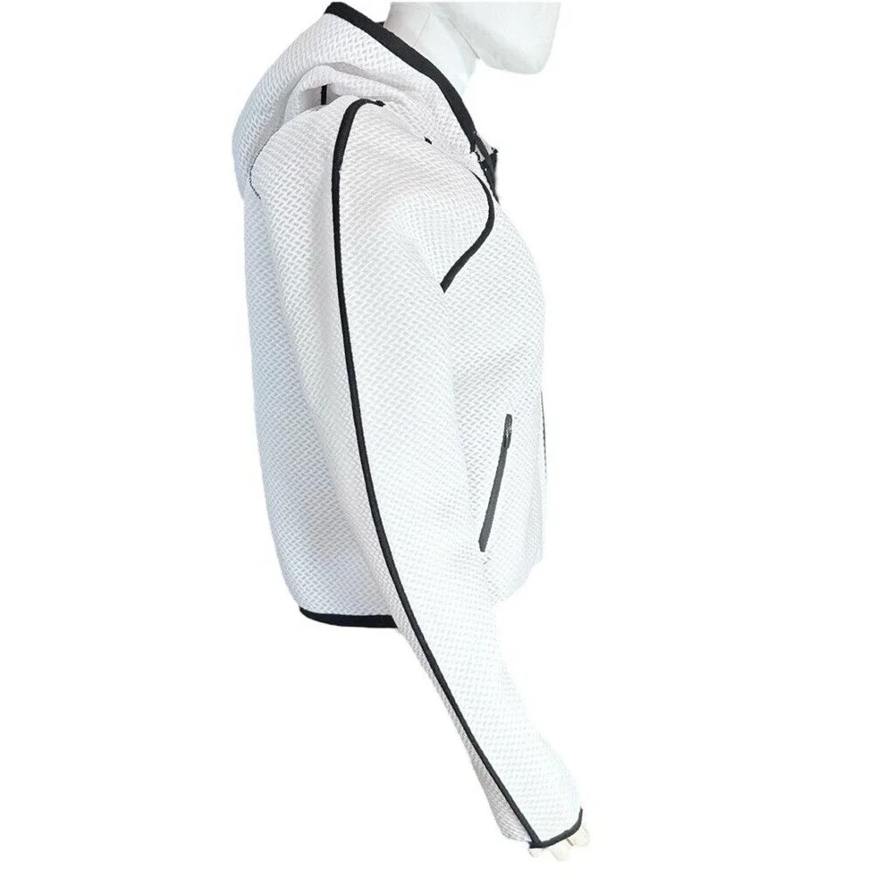 Hot Beso Hooded Zip Up Jacket White Black Women's Medium